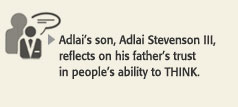 Adlai's son reflects button